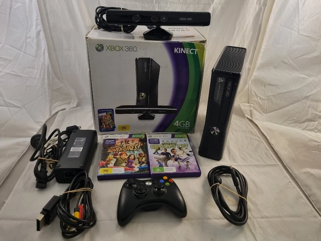 Xbox 360 Slim Black Wi-Fi Console 250gb + HDMI + Genuine Controller +  Kinect