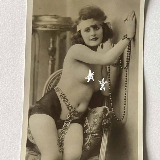 Antique RPPC Photograph Postcard Beautiful Young Woman Nude Risqué