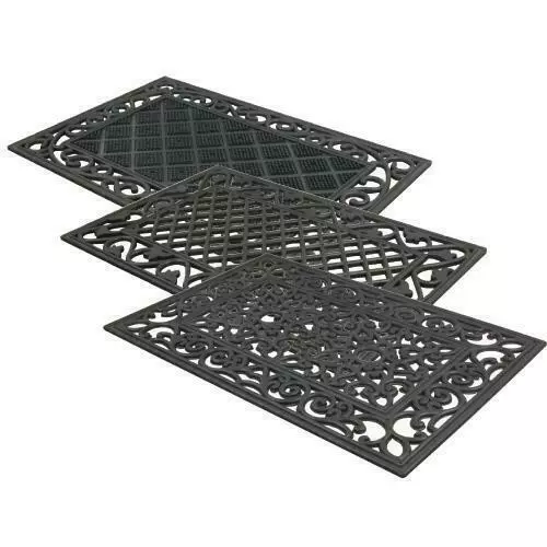 CLASSIC ORNATE RUBBER DOOR MAT/GARDEN OUT DOOR HEAVY DUTY 40 X 60cm VERY STYLISH