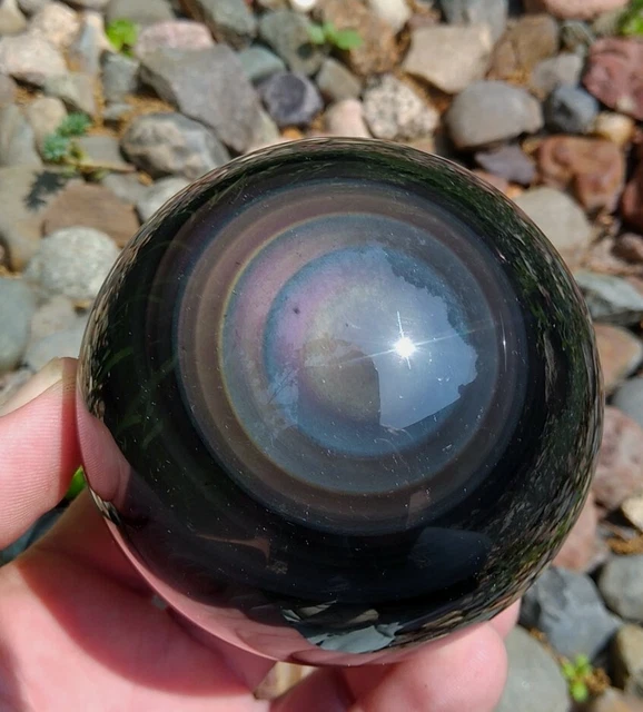 BLACK RAINBOW OBSIDIAN SPHERE, EXCELLENT PATTERNS 702G 79mm