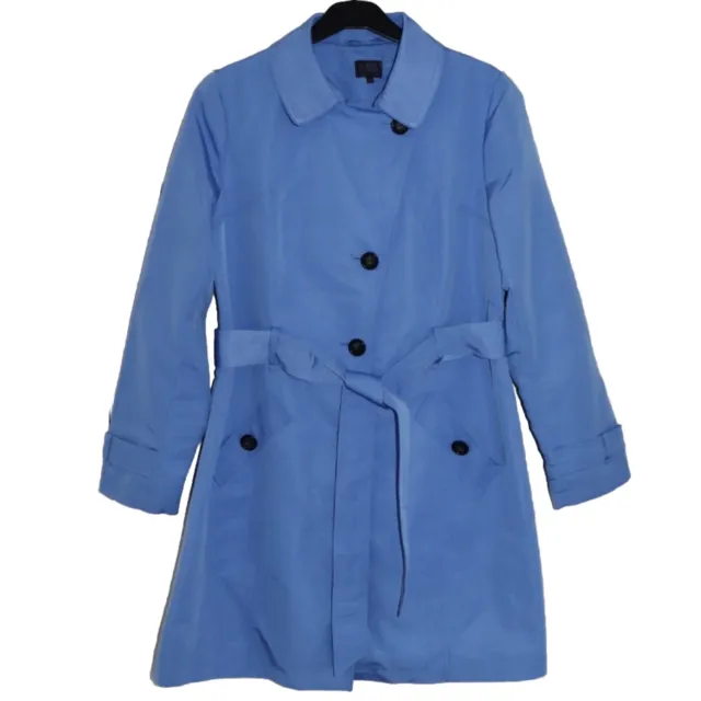 M&S Trench Coat Jacket Size UK 14 Wedgewood Blue Belted Women’s Pre Loved Eu42