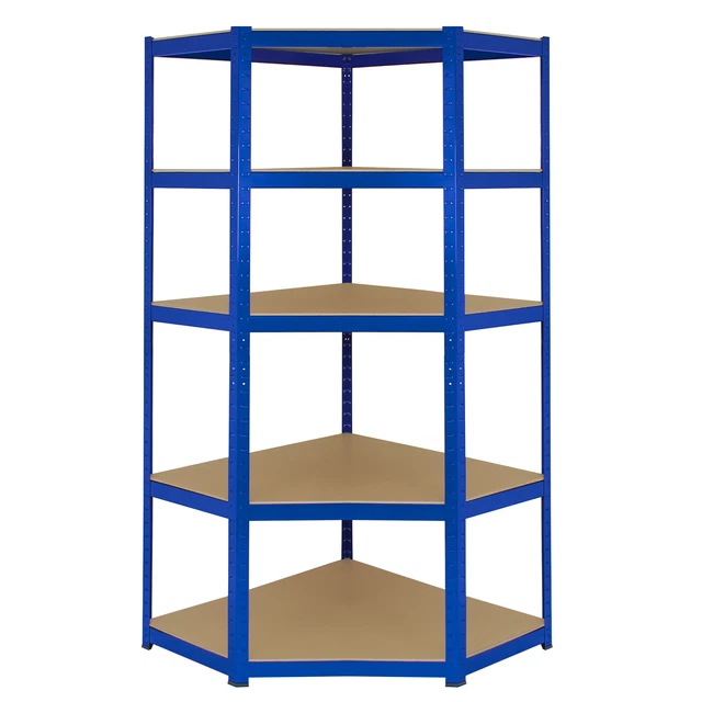 Scaffalature per garage ad angolo in metallo resistente a 5 livelli scaffalature in acciaio blu