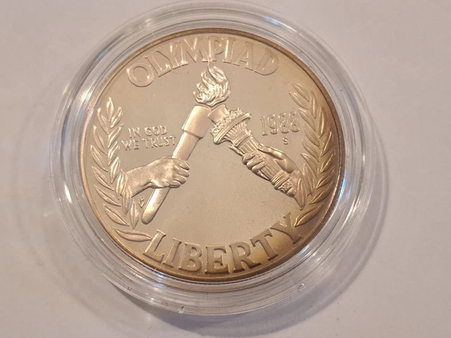 1988-S Proof Silver Olympic Dollar Coin-0.76 Troy Ounce Pure Silver-Toning-#3