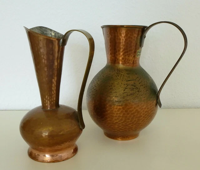 2 Stück 60's 70's Vase Kupfer Kanne mid-century design - ca. 23 cm