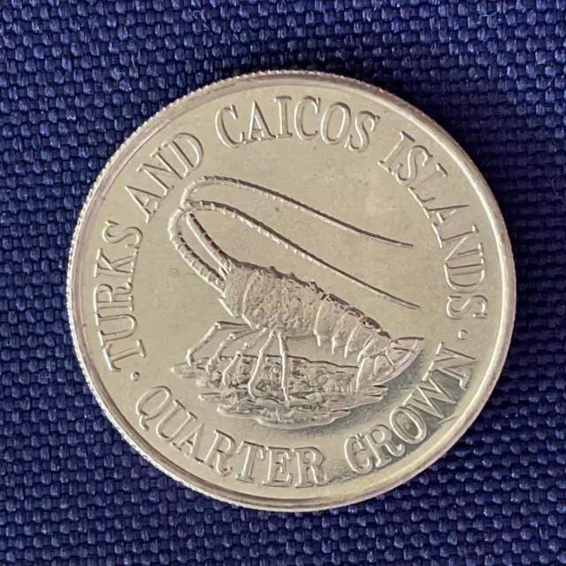 1981 Turks And Caicos Quarter Crown Queen Lobster UNC wildlife world coin animal