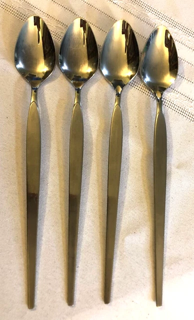 Oneida Community Stainless Older Style Satinique 4 Iced Tea Spoons