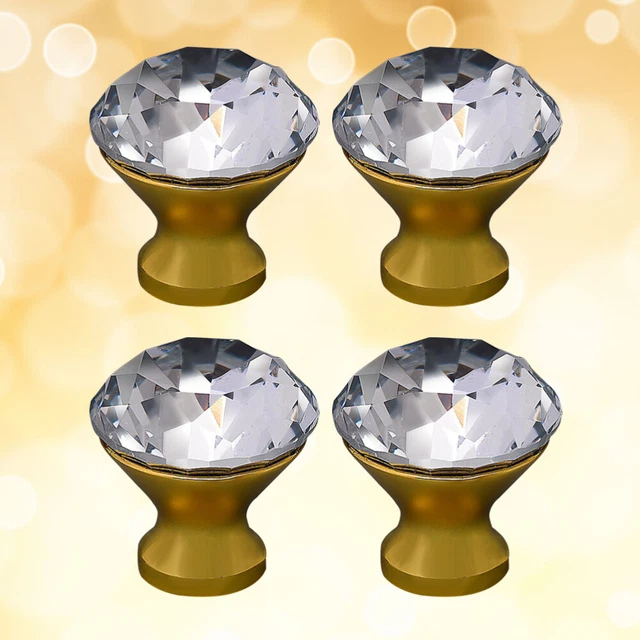 4 PCS Crystal Kitchen Cabinet Furniture Rhinestone Glass Door Handle Knobs