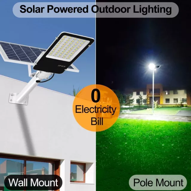 Waterproof 5000W Solar Street Lights Outdoor Dust-Dawn Road Lamp+Timer+Pole 2