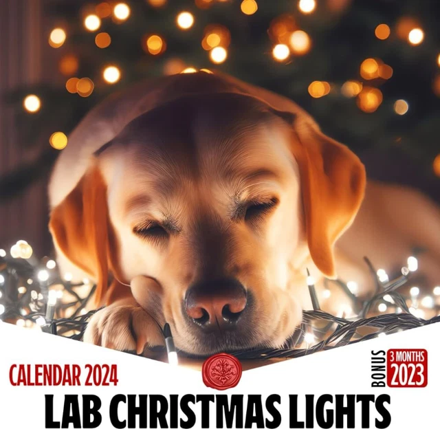LAB CHRISTMAS LIGHTS Calendar 2024 Jan 2024 to Dec 2024 Bonus 3 Months