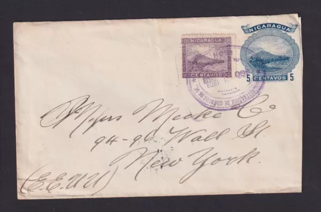 1903 - 5 C. Ganzsache mit 10 C. zufrankiert ab LEON nach New York (22122489)