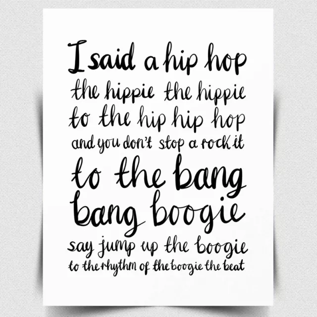 METAL PLAQUE Rappers Delight Print Sugarhill Gang 70s Print Rap Lyrics Print