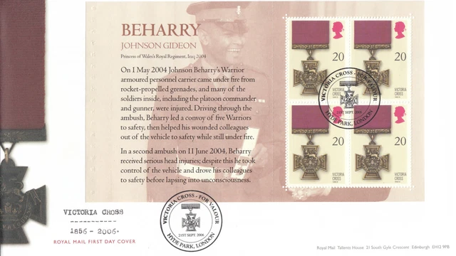 (110176) Victoria Cross Booklet Pane GB RM FDC Valour Hyde Park London 2006