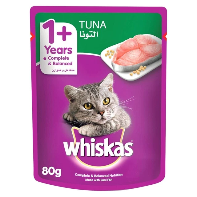 Bolsa de atún húmeda para gatos whiskas 80 g envío gratuito a todo el mundo