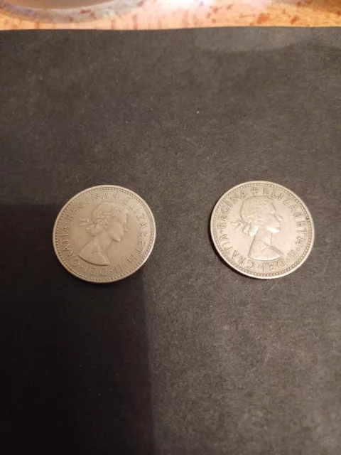 2 One Shilling  Queen Elizabeth  1956, 1961  Coins 2