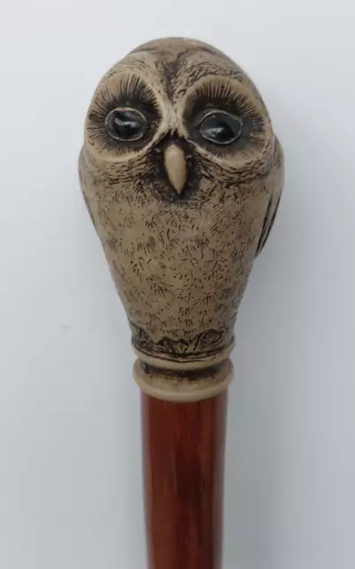 Smooth head Owl handle walking stick Resin head on 36" briar wood cane