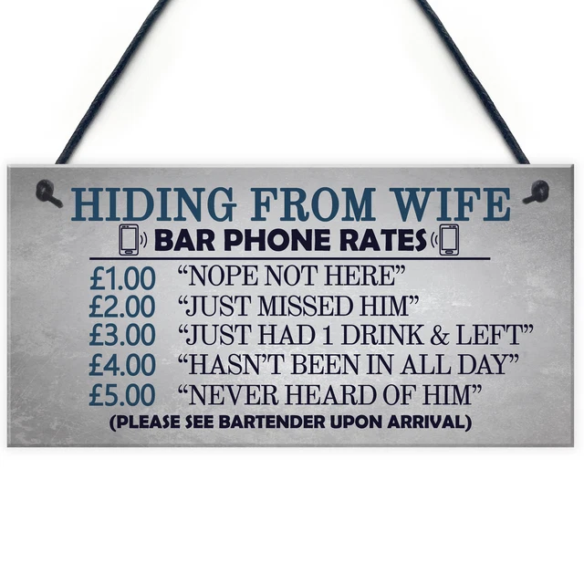 HIDING FROM THE WIFE Metal Signs Retro Bar Pub Plaque Funny Man
