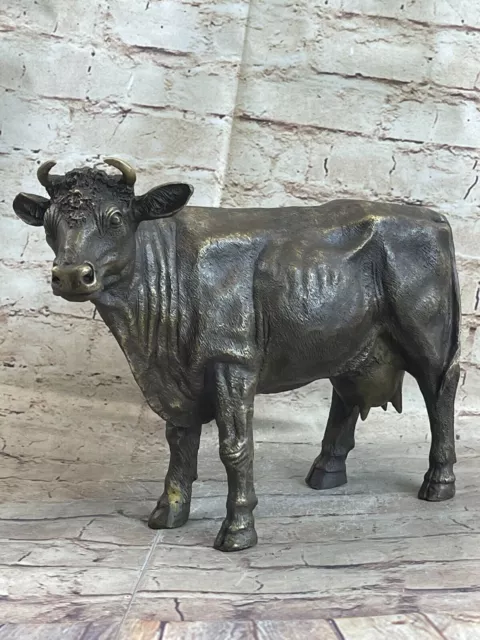 Statue Sculpture Hot cast bronze Signed Bull Art Deco style Home Decor Artwork