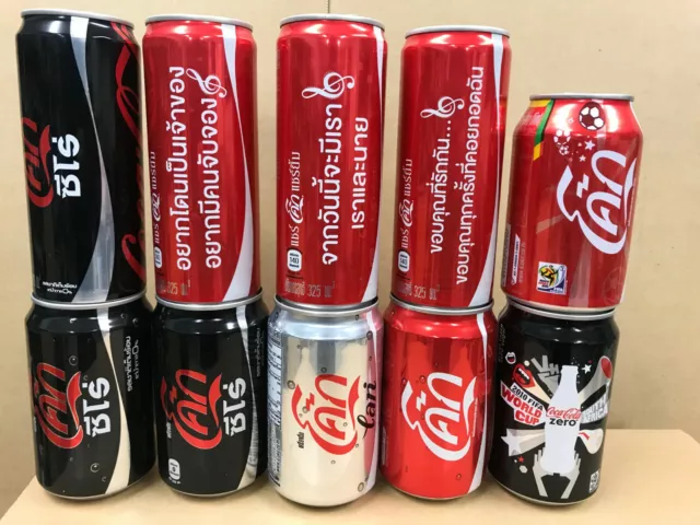 THAILAND Thai Coca-Cola COKE can x10 2010 FIFA World Cup phrases ZERO rare set