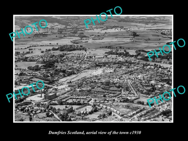 OLD 6 X 4 HISTORIC PHOTO OF DUMFRIES SCOTLAND, AERIAL VIEW OF THE TOWN c1930 7
