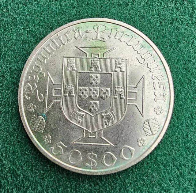 Portugal , 50 Escudos 1969 Silbermünze - 500. Geburtstag von Vasco da Gama.