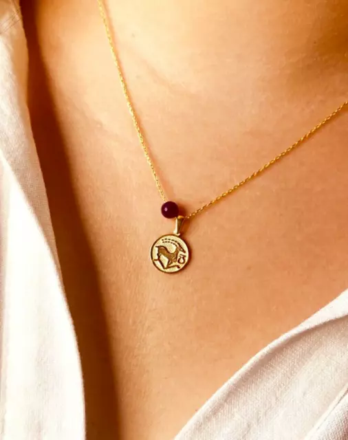 Handmade Capricorn Necklace, Zodiac Necklace, 14k Solid Gold