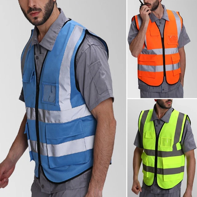 Borse uomo senza maniche scollo a V giacca top riflettente alte viz sicure