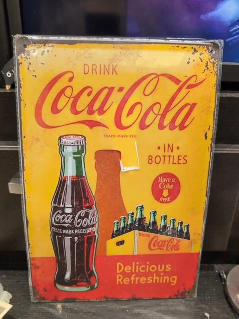 Plaque métal Coca Cola Delicious Refreshing Nostalgic Art