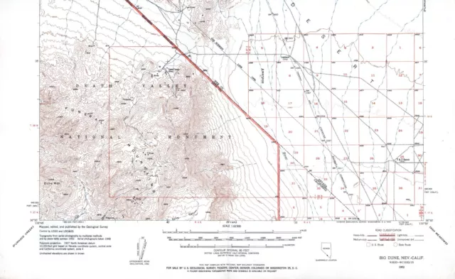 Big Dune Quadrangle Nevada-California 1952 Topo Map USGS 15 Minute Topographic