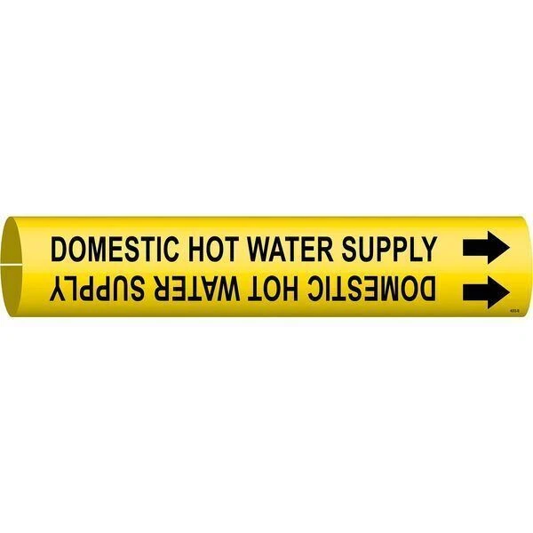 BRADY Pipe Marker, Domestic Hot Water Supply, Y, 4053-B