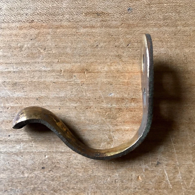 Antique Brass Coat Hook Victorian Gilt Original Reclaimed Vintage c.1880’s COPE