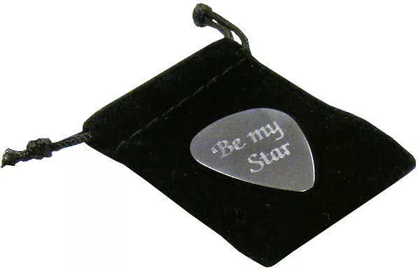 Personalised Stainless Steel .51mm Guitar Plectrum Pick In Gift Pouch Engraved