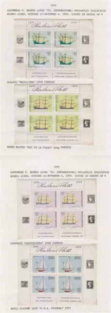 ARGENTINA 1979 SHIPS Sc B80-B83 FULL SET SHEETS OF FOUR MNH VF SCV$125.00