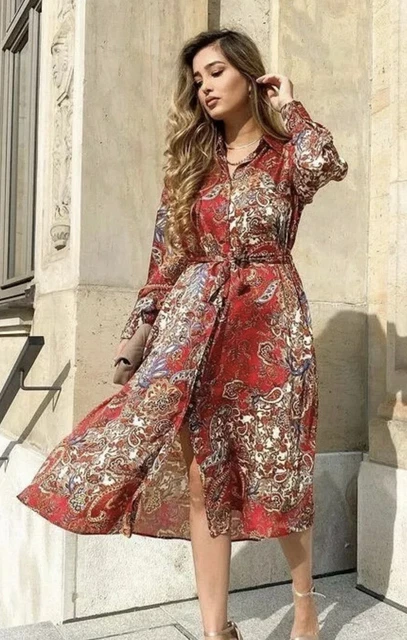 Zara red long deals sleeve dress