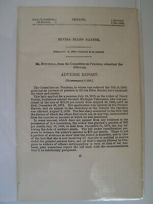 Government Report 1899 Henry Baxter Lieut Colonel 7th MI Vol Civil War Pension