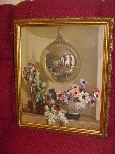 Herbert Davis Richter Reflections Vintage Print Old Wood Frame Harrod's London Herbert Davis Richter Reflections Vintage Print Old Wood Frame Harrod's London