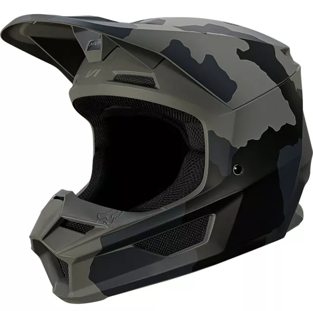 Fox Racing V1 Trev Youth MX Offroad Helmet Black Camo MD