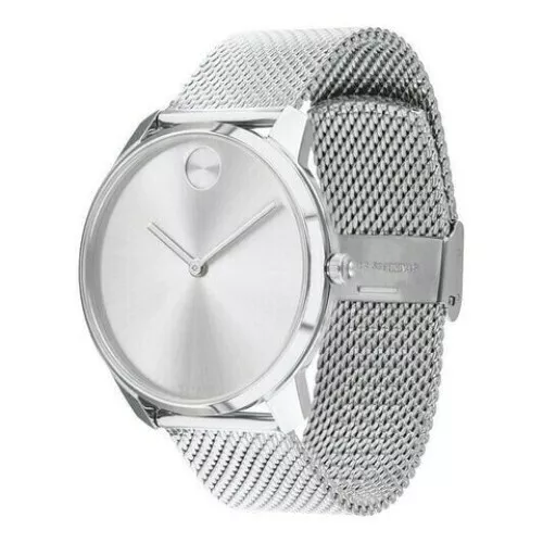 Movado Bold 3600260 Silver Sunray Dial Stainless Mesh Band Mens Swiss Watch