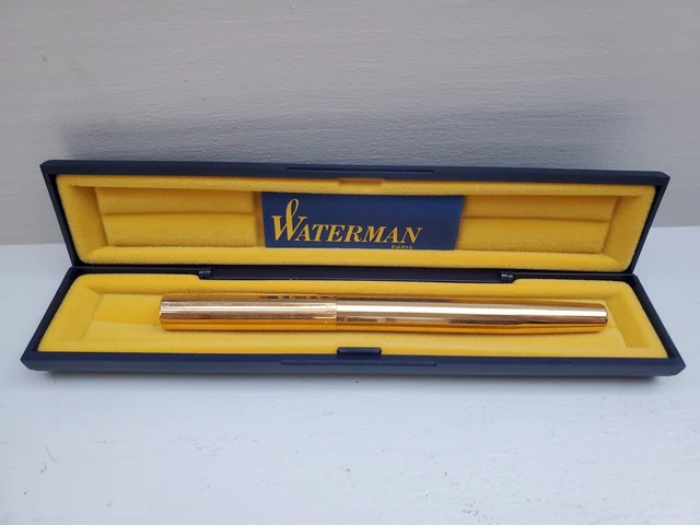 Stylo Plume Waterman Vintage - Plume En Or 18 Carats - Doré - Modèle Prestige à Facettes