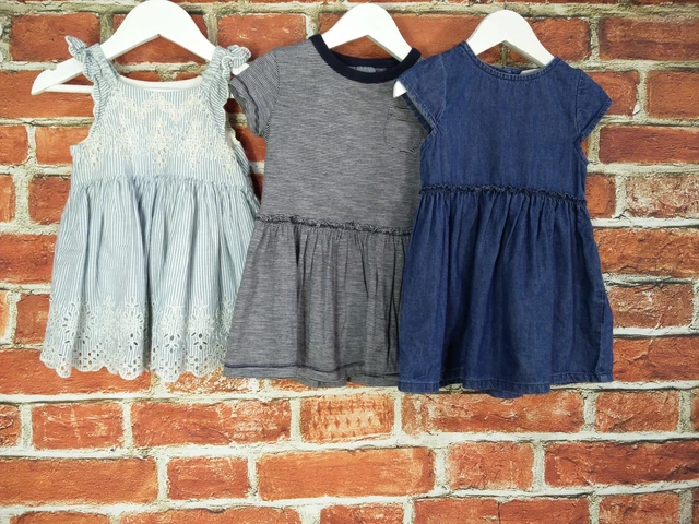 Pacchetto Bambina Età 12-18 Mesi Next Gap Abiti Estivi A Righe Denim 86Cm