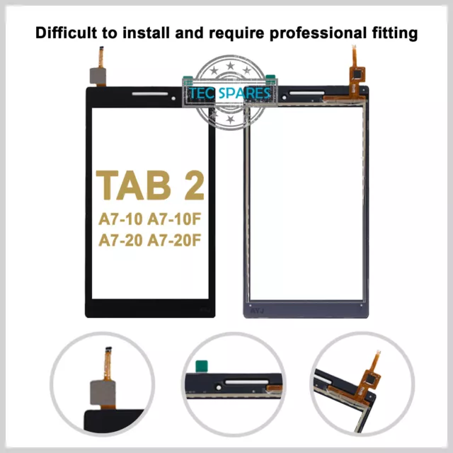 For Lenovo TAB 2 A7-10 A7-10F A7-20/F Tablet Touch Screen Digitizer Glass Black