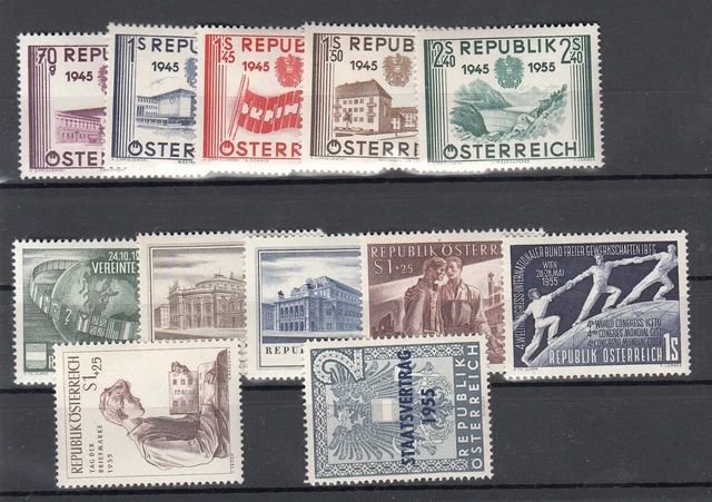 BRIEFMARKEN ÖSTERREICH postfrisch Jahrgang 1955 (Ank1021 bis 1032) ** ...