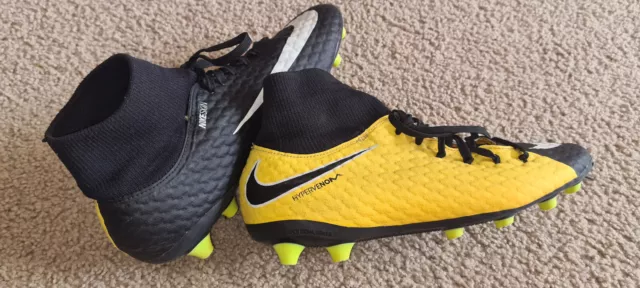 NIKE Hypervenom NikeSkin Soccer Football Boots US Size 8 EU41 (Black & Yellow)