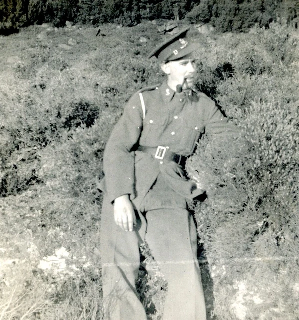 WW2 WORLD WAR Two military photograph original soldier smoking a pipe