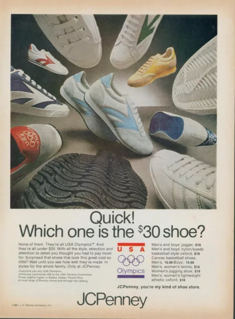 1981 JCPenney Sneakers USA Olympics Shoes Jogger Basketball Vintage Print Ad SI5