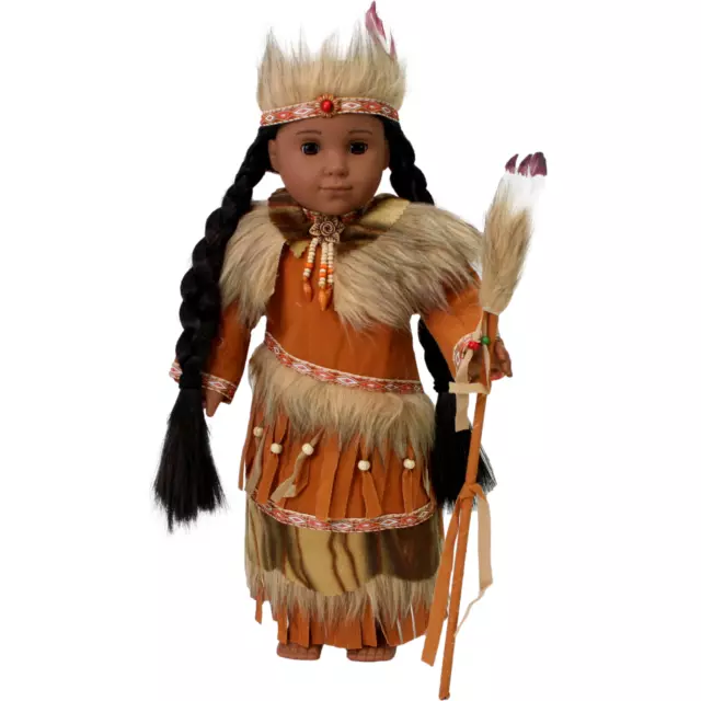 Brown Kaya Indian Outfit Feather Staff 18" Doll Clothes for American Girl Dolls