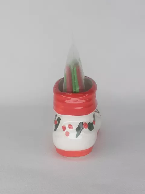Christmas Santa's Boot Toothpick Holder Ceramic Japan Mid Century Holiday Decor 3