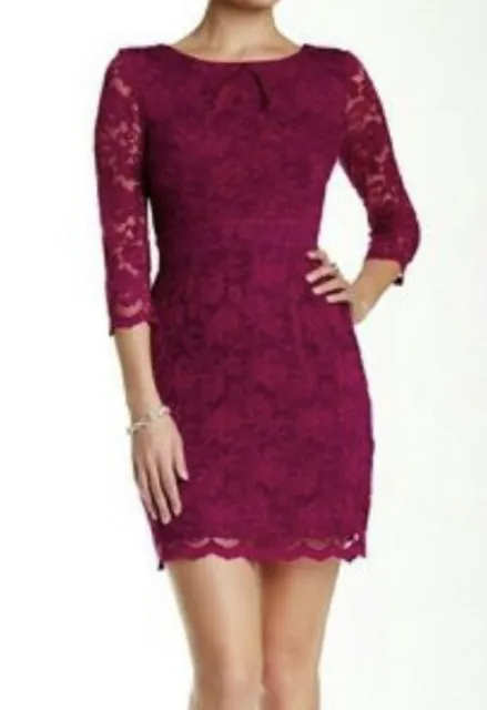 A.B.S. Allen Schwartz Mulberry Lace V-Back Dress Women’s Medium NWT