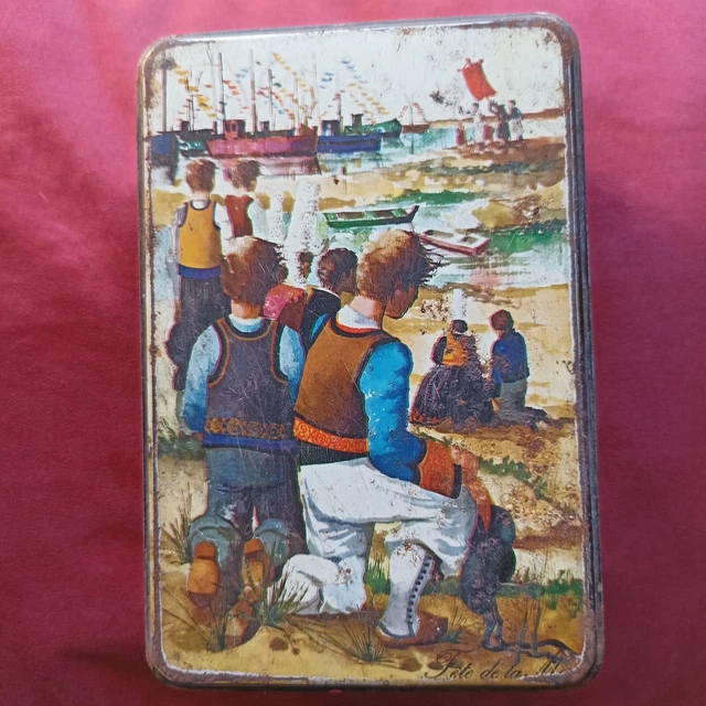 Ancienne Boîte Publicitaire Biscuits Grellier St Michel – Métal – Années 1920 – France