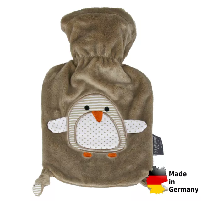 Fashy Wärmflasche Pinguin mit Flauschbezug 0,8 Liter, Wärmefigur für Kinder, NEU