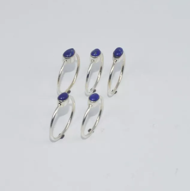 WHOLESALE 5PC 925 SOLID STERLING SILVER BLUE LAPIS LAZULI RING LOT GTC258 o494